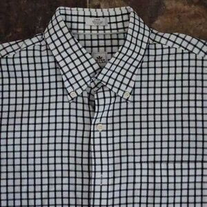 Peter Millar Nanoluxe Easycare Black Check Dress Shirt Mens Large Windowpane